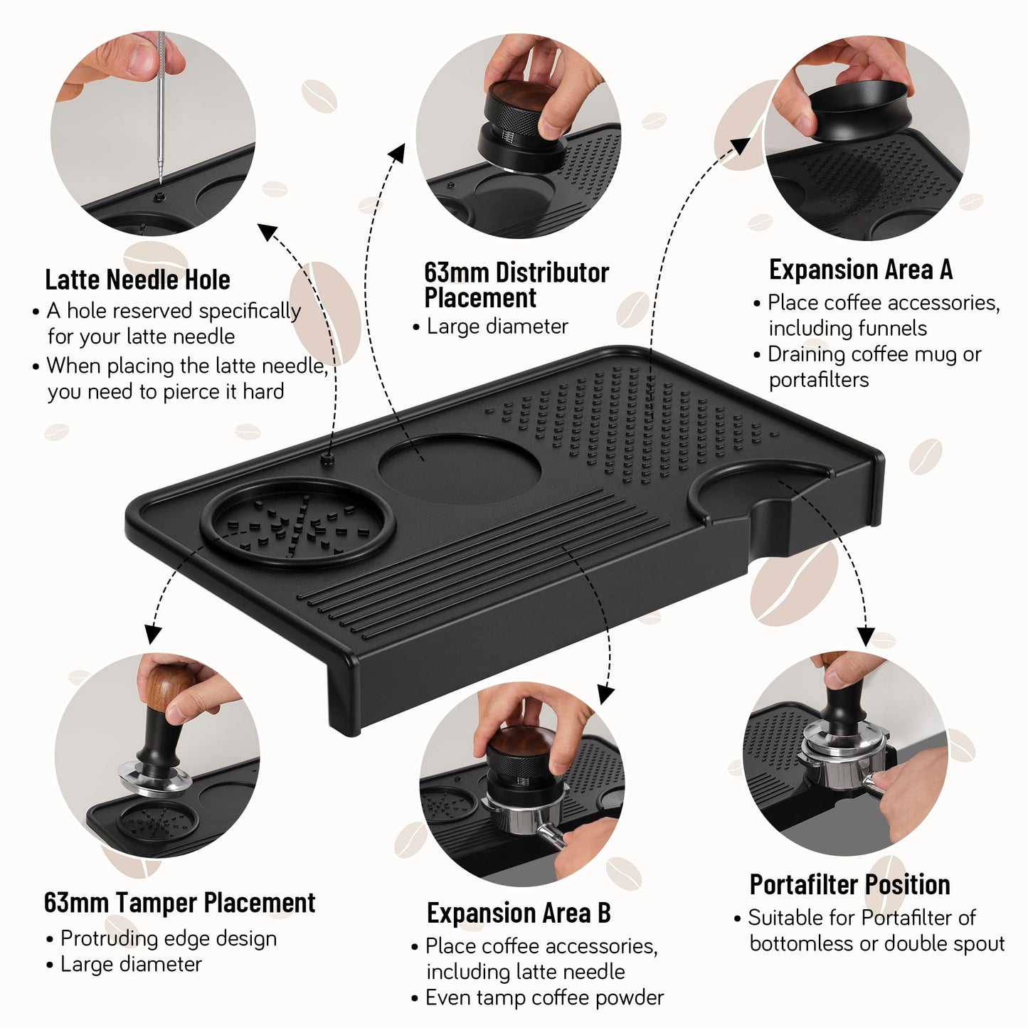 NiRiOLD Espresso Tamping Mat, Coffee Tamper Mat, Food Grade Silicone 10.43″×5.63″ Portafilter Mat