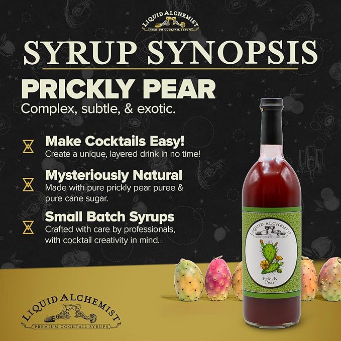 Liquid Alchemist Prickly Pear Syrup for Cocktails - Real Ingredients Make our Mixer Perfect for a Summer Cocktail and Margarita Mix - Vegan & Non-GMO (25.4 oz)