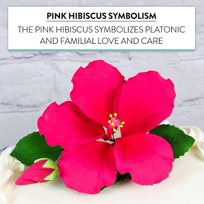 Global Sugar Art Hibiscus Sugar Cake Flowers Spray, Hot Pink Hawaiian Cake Flower Large, 1 Count by Chef Alan Tetreault