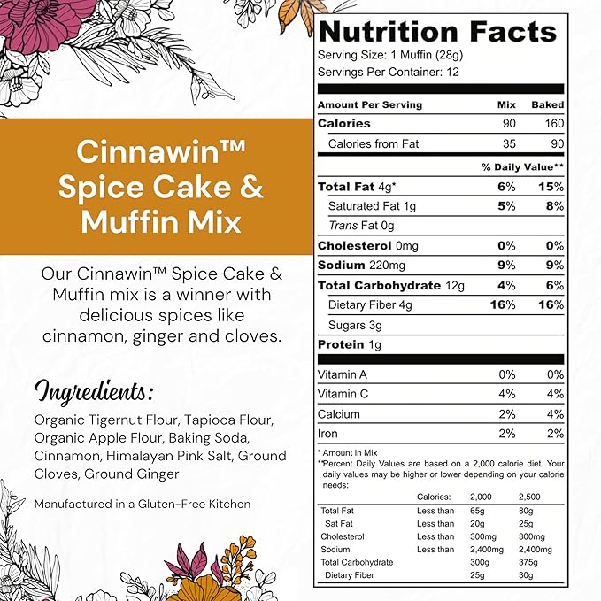 eat G.A.N.G.S.T.E.R. Cinnawin Spice Cake & Muffin Mix, Allergy-Friendly Baking Mix, Grain-Free, No Dairy, Nuts, Gluten, Dairy, For Paleo & AIP Diets, Delicious Cakes, Muffins and Cupcakes