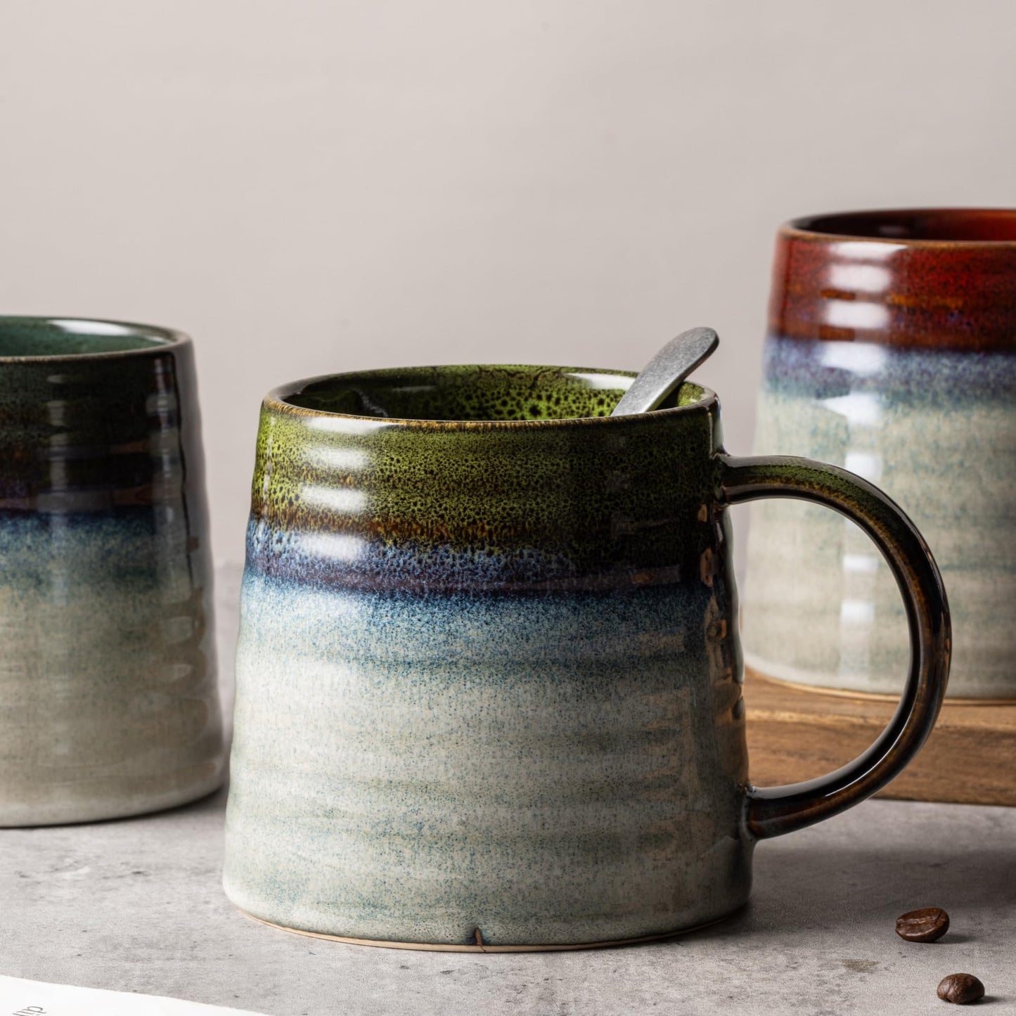 TaoTaojarvie 15.5oz Large Heavyweight Ceramic Mug, Reactive (Light Green)
