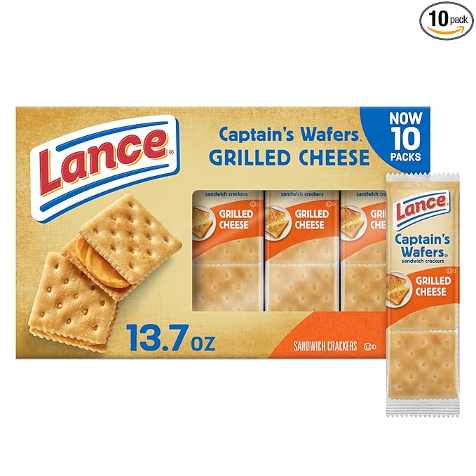 Lance Sandwich Crackers, Captain's Wafer Grilled Cheese, 10 Individual Packs, 6 Sandwiches Each
