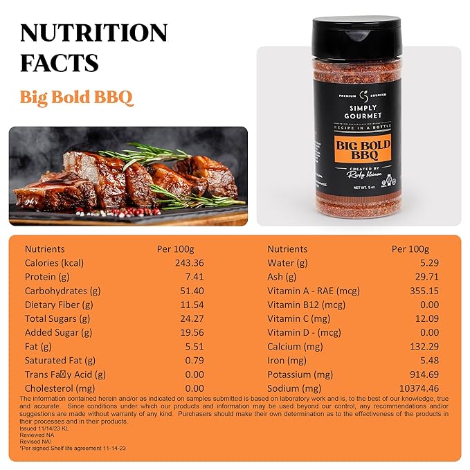Big Bold BBQ Spice 5oz | Recipe in a Bottle | Premium Blend Spice for Gourmet Cooking | No-Addition Needed, Versatile Culinary Season | Simply Gourmet