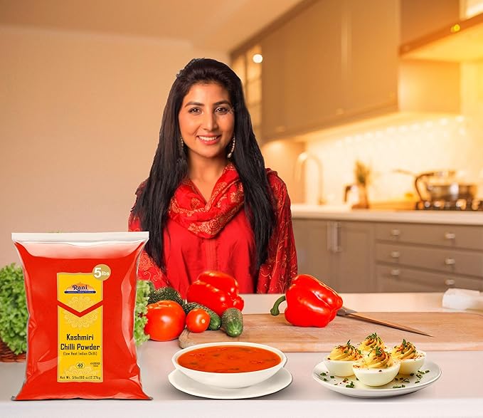 Rani Kashmiri Chilli Powder (Deggi Mirch, Low Heat) Ground Indian Spice 80oz (5lbs) 2.27kg Bulk ~ All Natural | Salt-Free | Vegan | No Colors | Gluten Friendly | NON-GMO | Kosher | Indian Origin