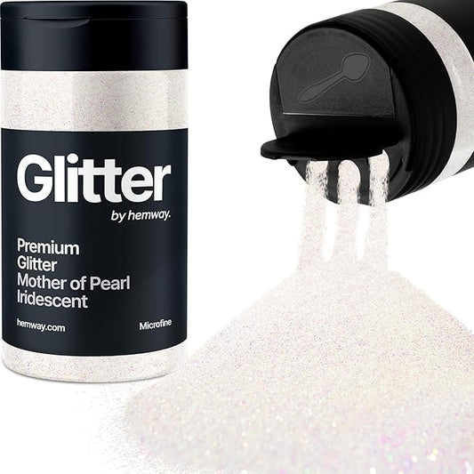 Hemway Premium Glitter Shaker - Mother of Pearl Iridescent | 125g Microfine Metallic Flake Sequins for Resin & Epoxy Crafts | Craft Supplies for Tumblers, Festival, Art