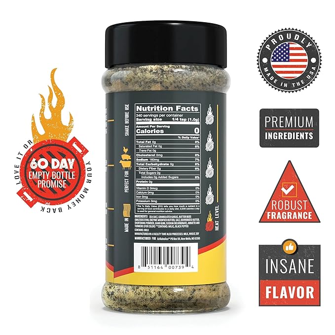 Grillaholics SPG + Butter Seasoning - Premium SPG (salt pepper garlic) BBQ Rub Blended with 100% Real Wisconsin Butter Buds - Perfect Buttery Beef Brisket, Burgers & Steak Seasoning - Made in the USA