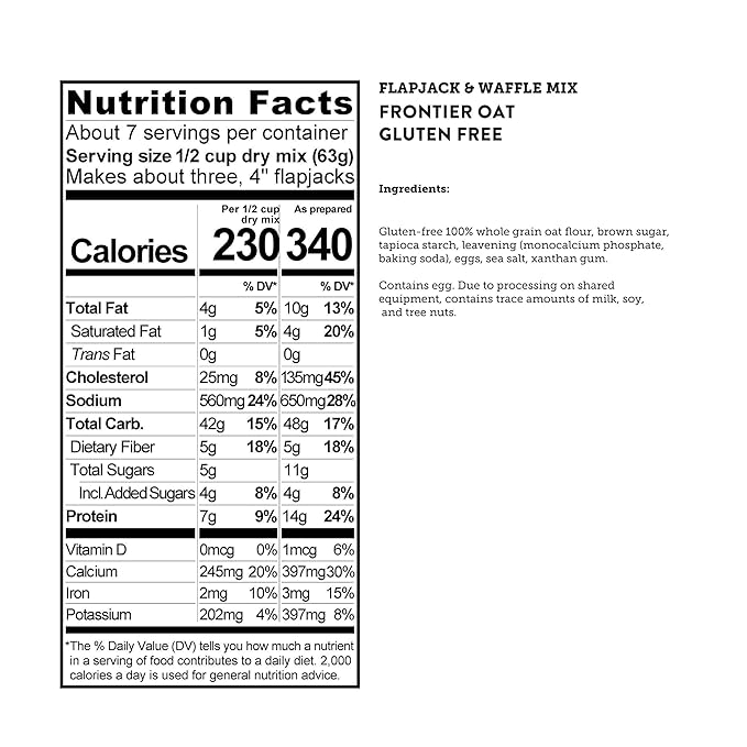 Kodiak Gluten Free Flapjack, Pancake & Waffle Mix, Frontier Oat, High Protein,100% Whole Grains (Pack of 1)