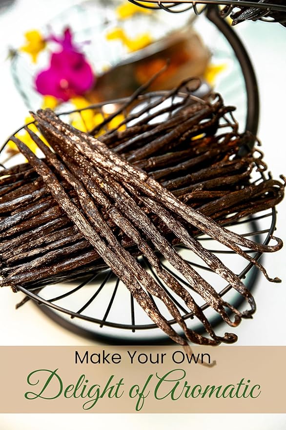 50 Count Organic Madagascar Vanilla Beans – Grade A Bourbon Pods | Gourmet Whole Vanilla Beans for Baking, Cooking, Extract Making | Rich Aroma, Premium Flavor, Non-GMO, Vegan