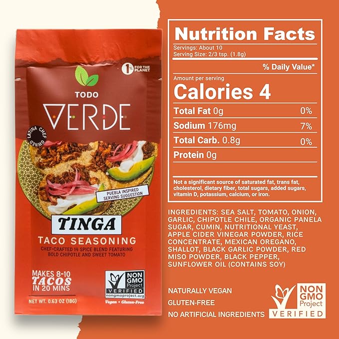 Taco Seasoning Packets - Todo Verde Mexican Seasoning Mix | Chef Curated Taco Blends with Black Garlic | Al Pastor, Carnitas, Tinga Variety Pack | Vegan, Gluten Free, Preservative Free (6 Pack)