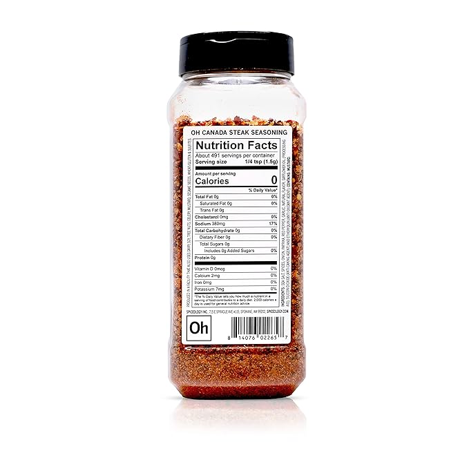 Spiceology - Oh Canada Steak Seasoning - All-Purpose BBQ Rubs, Spice Blends and Seasonings - Use on: Chicken, Pork, Steak, Bacon, Lamb, Burgers, and Meatloaf - 26 oz