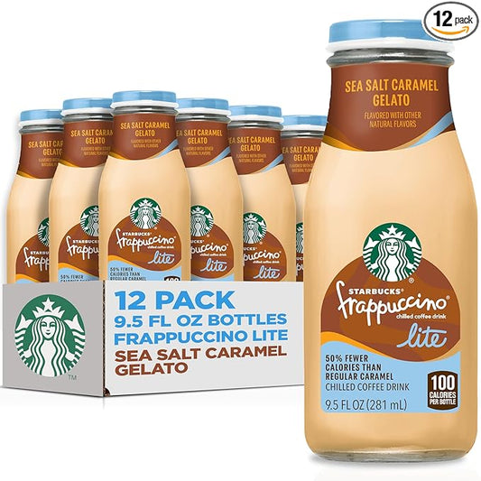 Starbucks Frappuccino Lite, Sea Salt Caramel Gelato, 9.5 Fl Oz Bottles (Pack of 12)