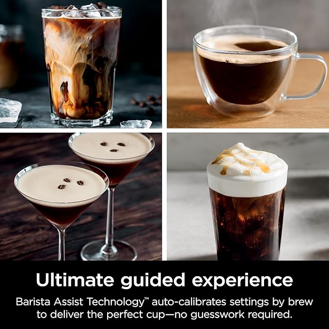 Ninja Luxe Caf챕 Premier Series, Espresso Machine, Drip Coffee Maker & Rapid Cold Brew, Integrated Grinder, Assisted Tamper, Hands-Free Frother, for Cappuccinos & Lattes, Cyberspace, ES601CY