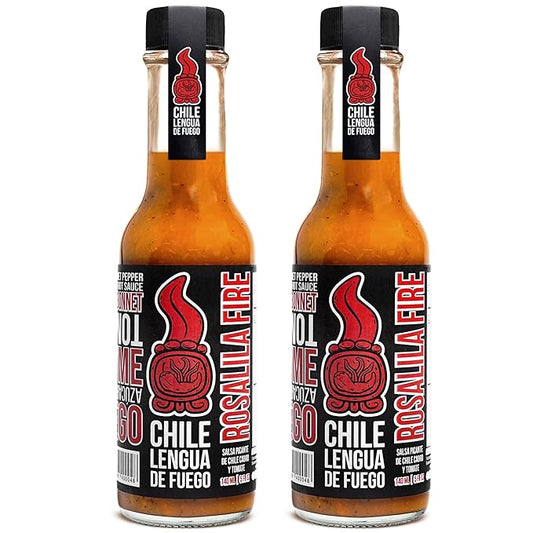 Hot Sauce | Chile Lengua de Fuego (Pack of 2, Rosalila Fire) – Classic Red Sauce with Tomato, Thyme