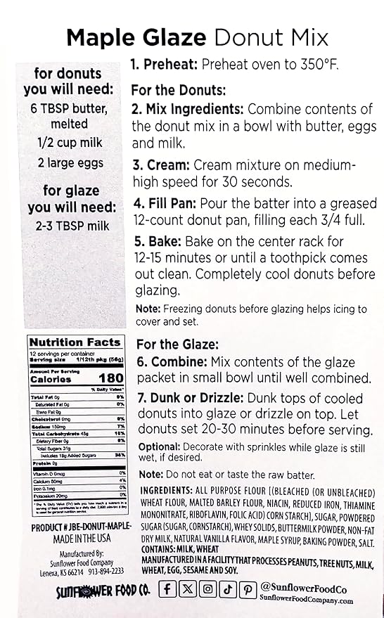 Rabbit Creek Maple Donuts Mix with Glaze Included ??Baked Donuts, Not Fried ??Donut Baking Mix