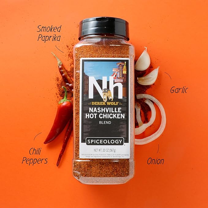 Spiceology – Derek Wolf Nashville Hot Chicken Seasoning – Spicy BBQ Rub for Chicken Wings, Pork Chops, Shrimp, Steak, and More – Bold and Flavorful Nashville Hot Seasoning – 20 oz