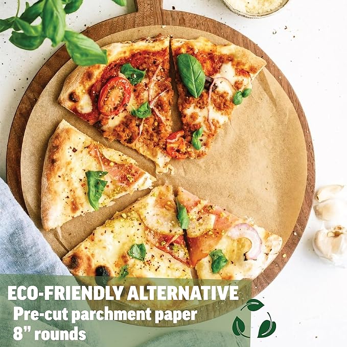 Zenlogy 8 Inch Parchment Paper Rounds (100 Sheets) - Unbleached, Pre-cut, High Heat, Round Liners - Fits 8 inch Round Cake Pans or Great for Freezing, Storing, and Separating