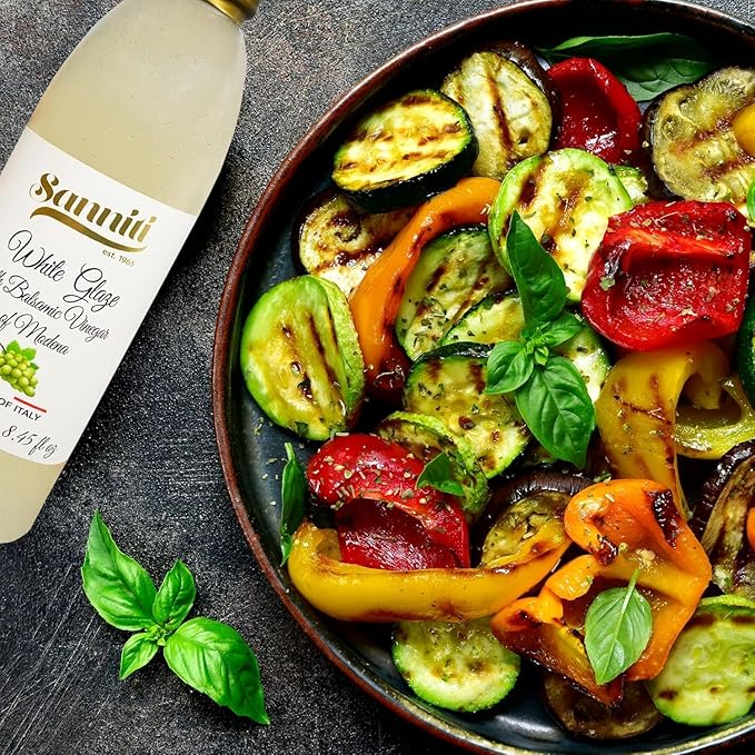 Sanniti Italian White Glaze with Balsamic Vinegar of Modena | Ideal for Dressing | Delicate Cream with a Sweet Taste, 8.45 oz (Pack of 2)
