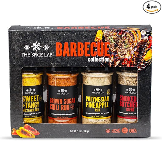 The Spice Lab Barbecue Gift Set – New Gourmet Grilling Seasoning Set Collection with Polynesian Pineapple, Brown Sugar Chili, Smoked Butcher’s Blend, And Sweet & Tangy Rub – Perfect Bbq Gift Set