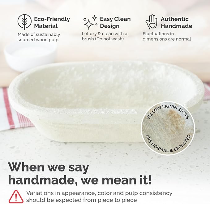 Bulka Small Oval 500g Banneton Bread Proofing Basket Pressed Wood Pulp Brotform - Plane Non-Stick Batard Sourdough Banneton Basket, Made in Germany.