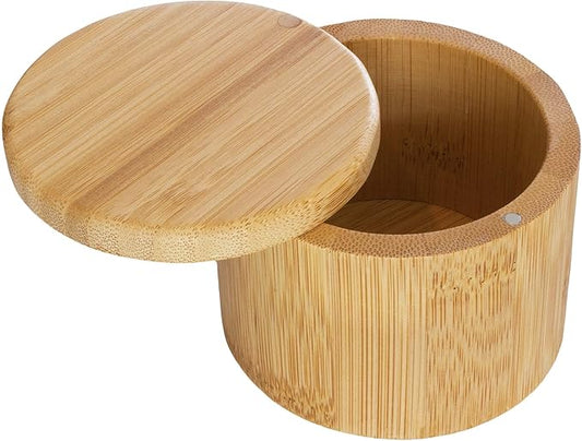 Totally Bamboo Salt Cellar with Swivel Lid ??Bamboo Spice Box Storage Container for Kitchen Countertop with Magnetic Closure ??Ideal for Sea Salt, Spices and Herbs