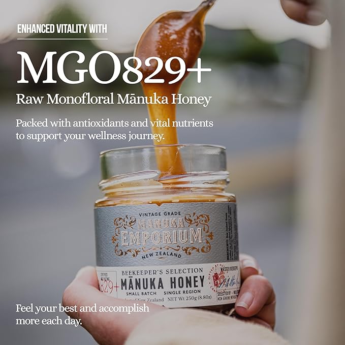 Manuka Emporium Raw Manuka Honey Packets MGO 829+ | 24 x 0.18oz Extra-Potent Snaps | Certified Monofloral New Zealand Honey | High Strength Superfood for Vitality, Recovery & Immune Support