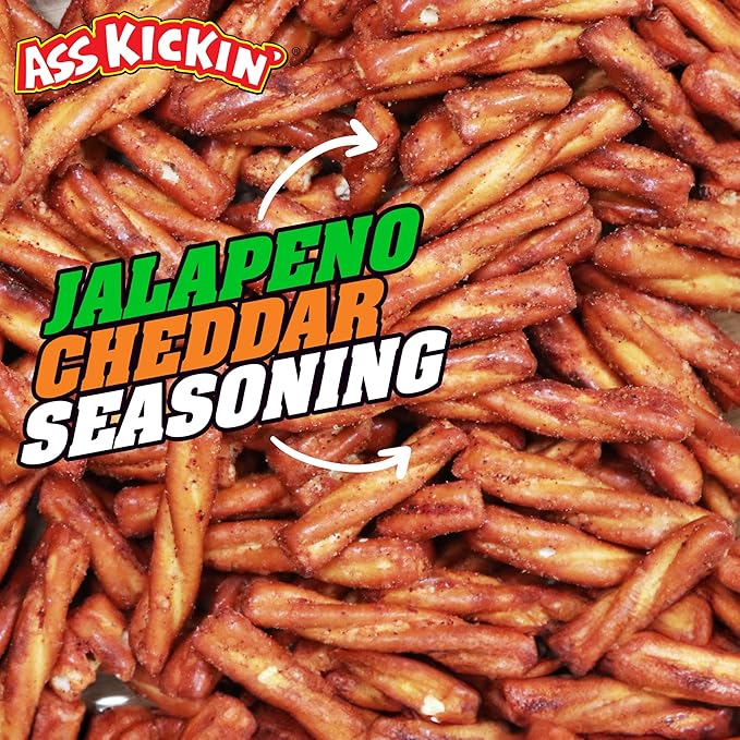 ASS KICKIN??Pretzels 12 Ounce Size Flavor Pack Seasoned Pretzel Twists (12oz, Jalapeno Cheddar)
