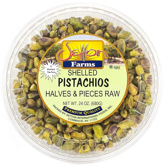 Setton Farms Shelled Pistachio Kernels, Halves & Pieces Raw, 24 Ounce (No Shells, Raw, Unsalted) (Also perfect for making Dubai Chocolate)