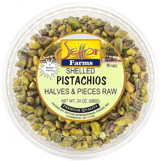 Setton Farms Shelled Pistachio Kernels, Halves & Pieces Raw, 24 Ounce (No Shells, Raw, Unsalted) (Also perfect for making Dubai Chocolate)