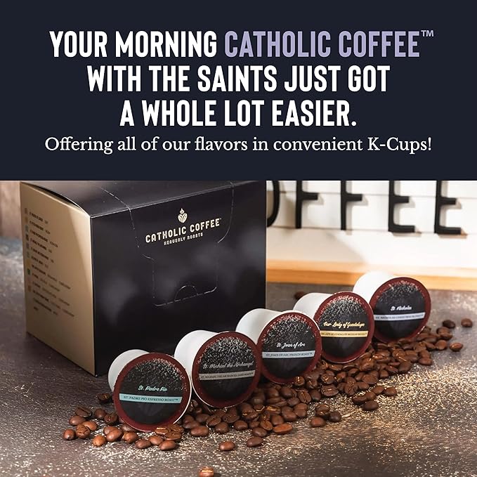 Catholic Coffee St. Dymphna | Half Decaf Medium Roast Ground Coffee ??Nutty & Citrus Notes | 12oz Bag ??Catholic Gift Offering Peace and Balance