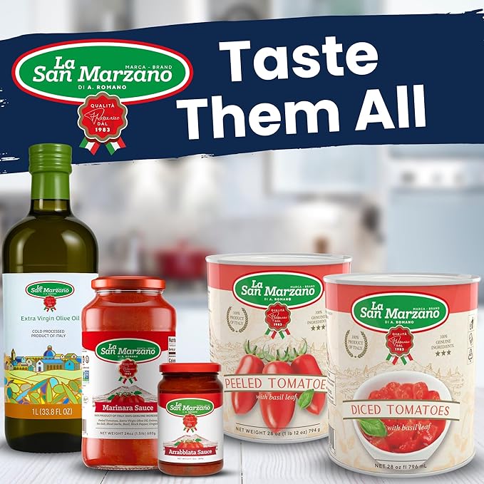 La San Marzano Roasted Garlic Sauce, 13 oz, Pasta Sauce Made in Italy, All Purpose Tomato Premium Quality, All Natural, Mediterranean Diet, Non GMO, Vegan, Gluten Free