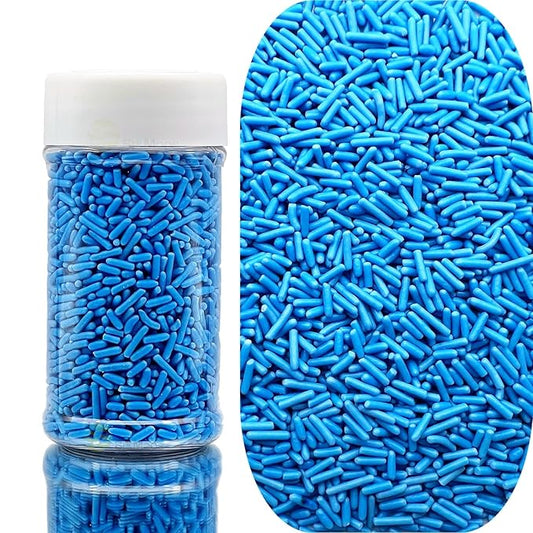 SE Si&Moos Blue Sprinkles Edible Blue Jimmies Soft Jimmy Sprinkles Halloween Cake Decorations Christmas Cookie Decorations for Topping Ice Cream, Cookies, Cakes, Cupcakes, Dessert Decorating 2.75 OZ