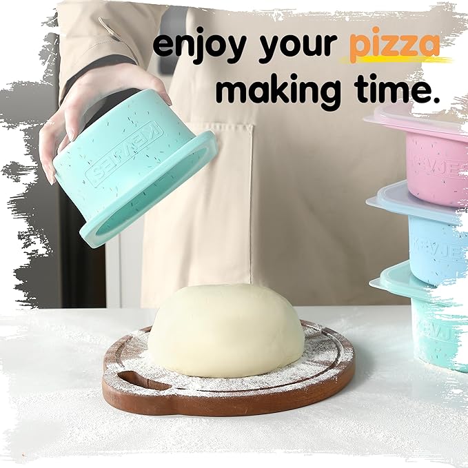 1000ml PLUS Pizza Sourdough Proofing Containers with Air-tight Lids for DIY family Artisan Pizza,Bread,Bagel-Food Grade Silicone -Dishwasher Safe-2 Pack (Bondi Mint-Sprinkles Pattern)