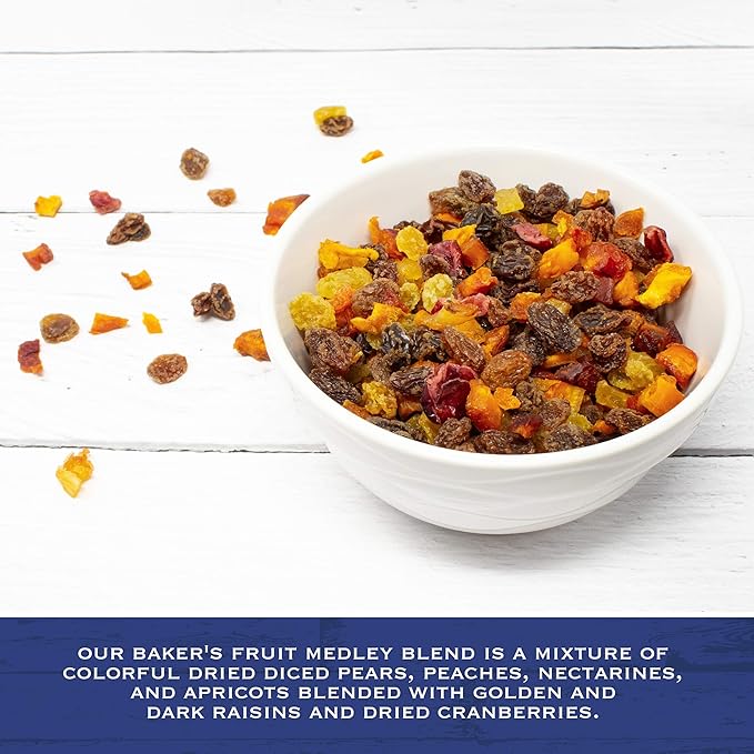 Traina Home Grown Sun Dried Baker?셲 Fruit Medley - Diced Peaches, Cranberries, Apricots, Pears, Nectarines, and Raisins - Non GMO, Gluten Free, Packed in Resealable Pouch (2 lbs)