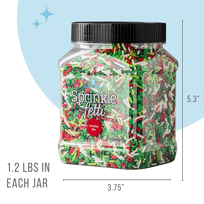 Sweets Indeed, Bulk Sprinkles, 1.3 pounds, Sprinkle Mix, Perfect for Cake Decorations, Baking Ice Cream Cookies Cupcake Topper (Holiday)