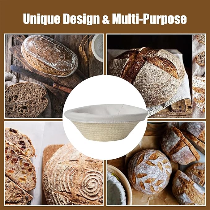 Bread Basket - Oval Bread Proofing Baskets Cotton Rope - Kitchen Gadget, Baking Supplies for Artisan Breads Pastry Making use