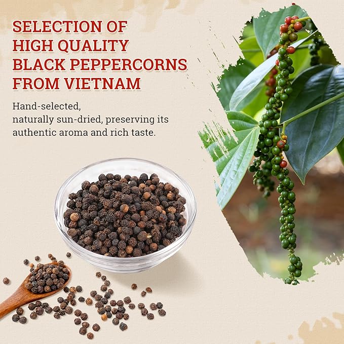 52USA Whole Black Peppercorns, 18oz (Pack of 1), Peppercorns for Grinder Refill, Gluten-Free, Kosher, Non-GMO, All Natural Black Pepper, Perfect for Cooking & Seasoning