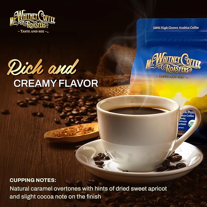 Mt. Whitney Organic Papua New Guinea, Medium Dark Roast, Low Acid Coffee (Whole Bean, 12oz)