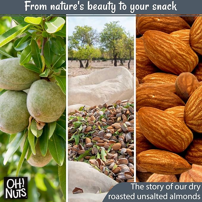 Oh! Nuts Almonds - Dry Roasted Unsalted Almonds - 2 lb - No Salt, No Oil All-Natural Protein - Packed in New York Zip-Seal Bag for Exceptional Freshness