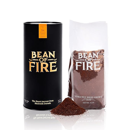 Bean of Fire El Salvador Pacamara Honey Ground Coffee ??Medium Roast, Single Origin Specialty, Creamy & Nutty Cup (16 oz)