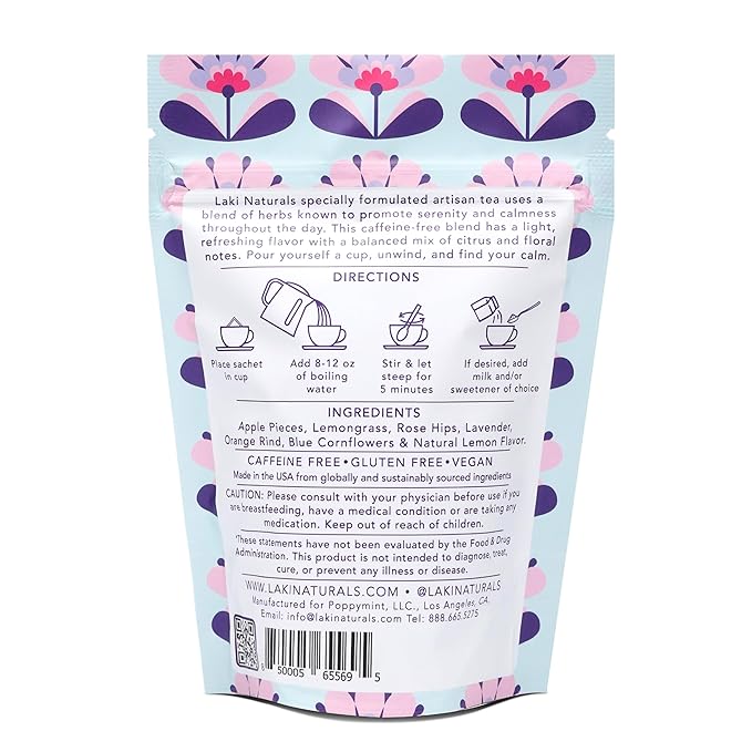 Calming Day Herbal Tea (1.65 oz, Pack of 18 Tea Bags) ??Relaxing Caffeine-Free Tea with Lavender