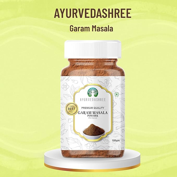 AYURVEDASHREE Garam Masala Powder (Indian 11-Spice Blend) 100gm PET Jar | All Natural | Salt-Free | Vegan | No Colors | NON-GMO| Indian Origin