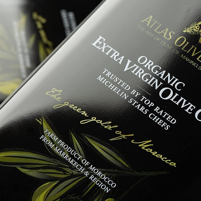 Atlas 3 LT Organic Cold Press Extra Virgin Olive Oil with Polyphenol Rich from Morocco|Newly Harvested Unprocessed from One Single Family Farm | Moroccan EVOO Trusted by Award-Winning Chefs
