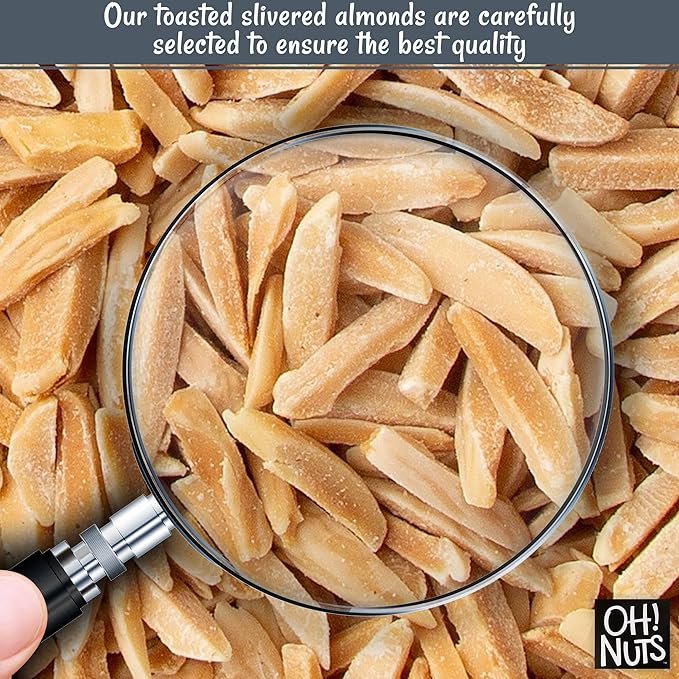 Oh! Nuts Almonds Toasted Slivered - Raw - 100% Natural - 1 lb - High-Protein Almonds - Packed in New York Zip-Seal Bag for Exceptional Freshness