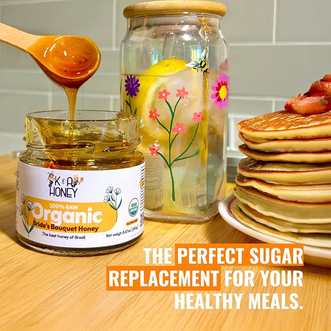 Organic Honey, 100% Pure, Raw Monofloral Brides Bouquet Honey, USDA Certified. Rich in Natural Antioxidants, Premium, No Additives - 8.47 oz