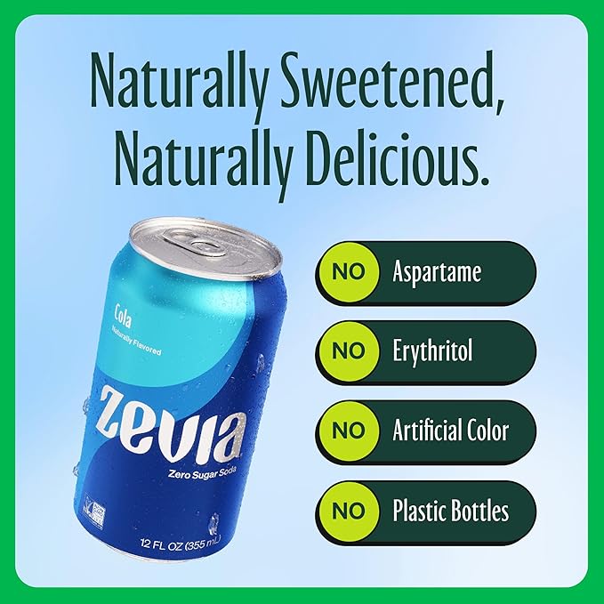 Zevia Zero Sugar Soda, Nostalgic Variety Pack, 12 oz Cans (24-Pack) ??Naturally Sweetened, Non-GMO Project Verified, Gluten-Free, Vegan