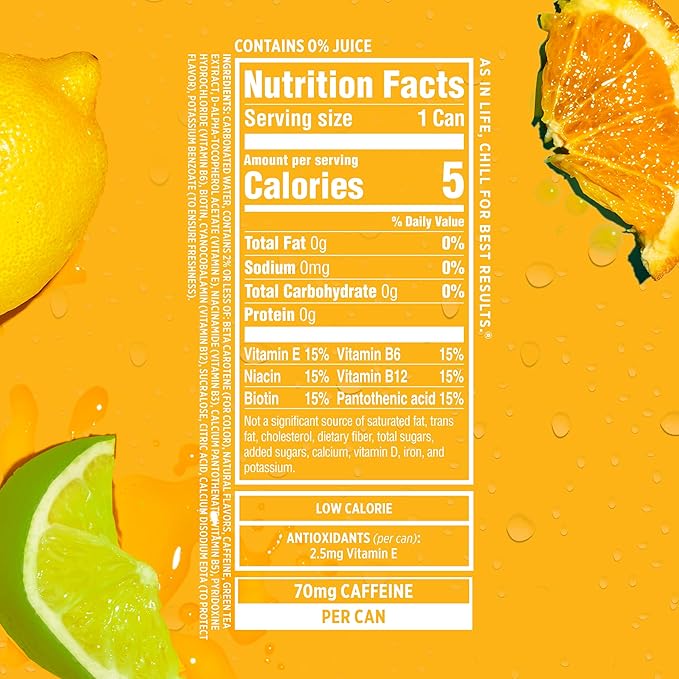 Sparkling Ice Caffeine Citrus Twist Sparkling Water with Caffeine, Zero Sugar, with Antioxidants and Vitamins,16 fl oz Cans (Pack Of 12)