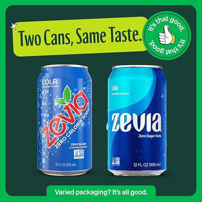 Zevia Zero Sugar Soda, Nostalgic Variety Pack, 12 oz Cans (24-Pack) ??Naturally Sweetened, Non-GMO Project Verified, Gluten-Free, Vegan