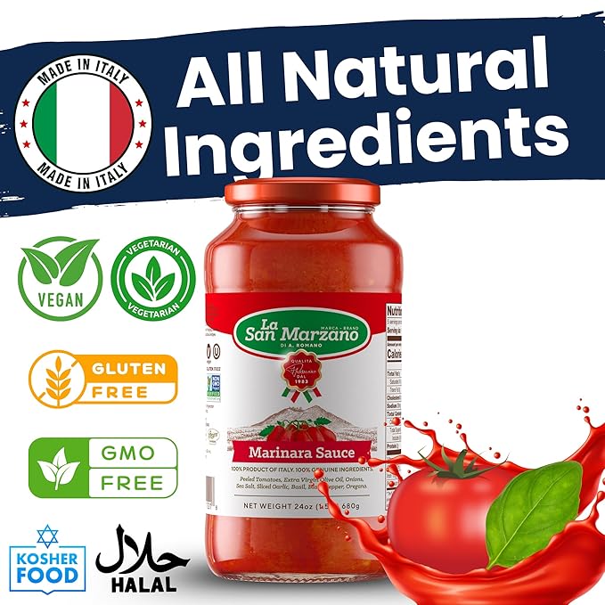 La San Marzano Variety Pack, Tomato Basil, Arrabiata, Marinara Sauce, 24 oz, Pasta Sauce Made in Italy, All Purpose Tomato Premium Quality, All Natural, Mediterranean Diet, Non GMO, Vegan, Gluten Free