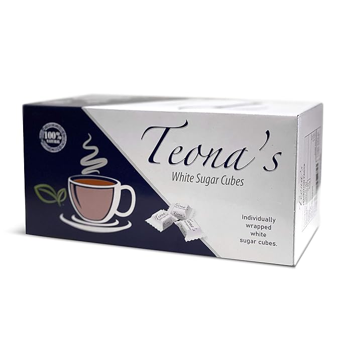 Teona?™s 152 White Sugar Cubes - Individually Wrapped 1 LB Box | 100% Beet Root - Perfect Size for Tea & Coffee | Raw Sugar Cubes for Entertaining, Cafes, Bars, Home or Office Use