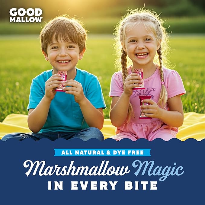 GoodMallow Vegan Rice Crispy Treats Individually Wrapped Box of 8, Kosher Vegan Snacks, Gluten Free Dairy Free Snacks for Kids & Adults - Healthy Sweets Made with Gourmet Marshmallows (Raspberry)